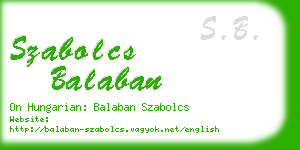 szabolcs balaban business card